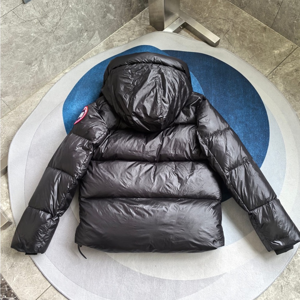 Canada Goose Shiny Black Hooded Puffer Jacket - Picture 2 of 6